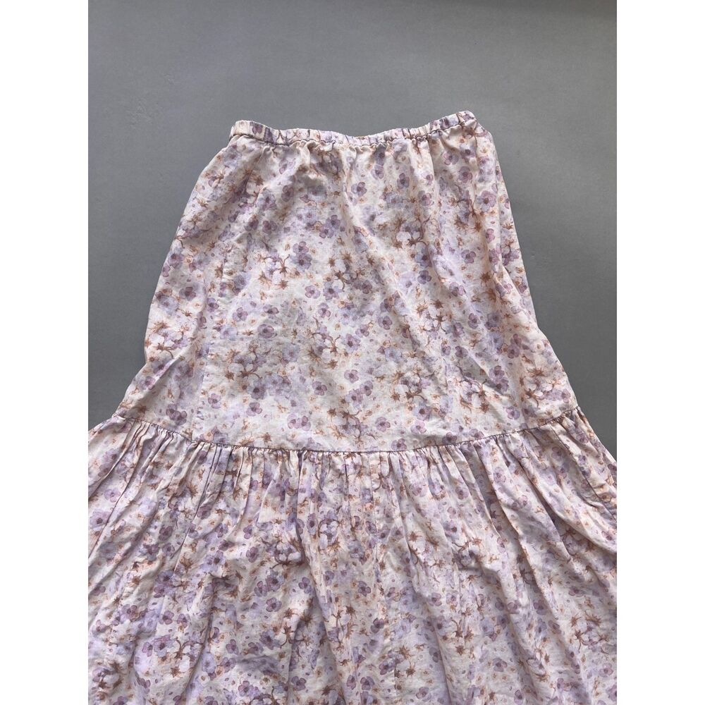 Fairycore cottagecore linen and cotton floral whimsical pastel skirt coquette XS
